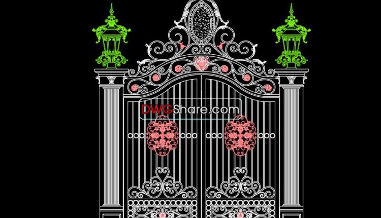 46.Gate design AutoCAD blocks free download
