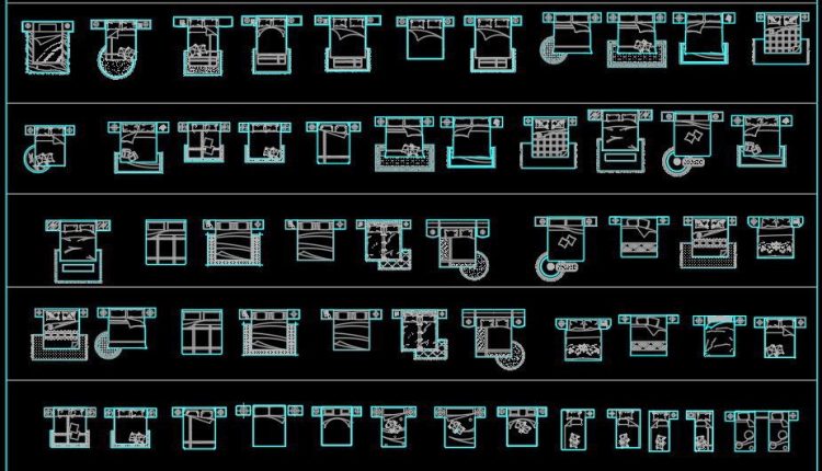 59.Beds in Plan Cad Blocks free download