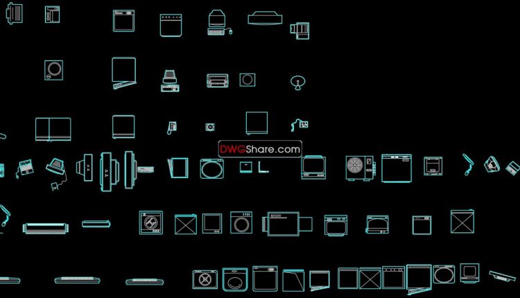 63.Computer, television, air conditioner, washing machine Cad Blocks