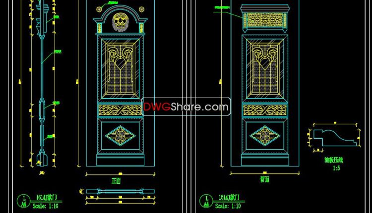 128.Autocad Wooden Door free download