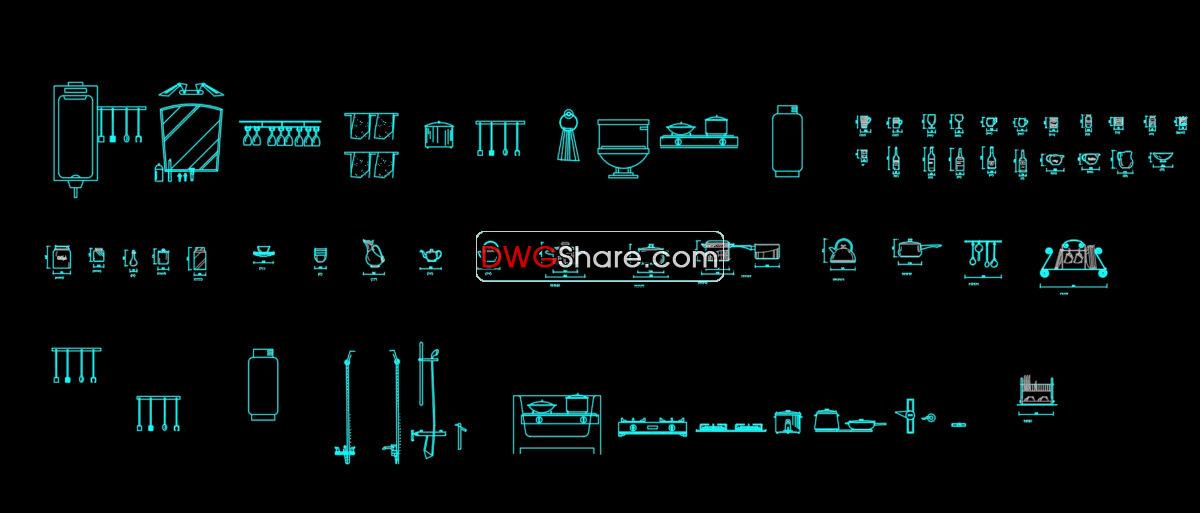 18.Other Kitchen Accessories AutoCAD blocks free download