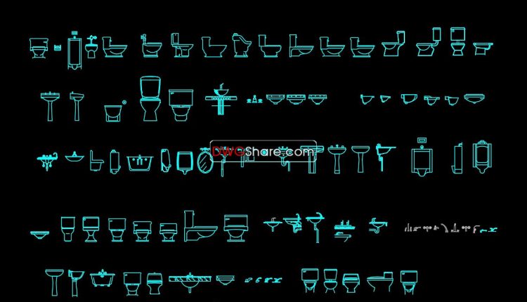 19. Sanitary ware set free AutoCAD drawing download