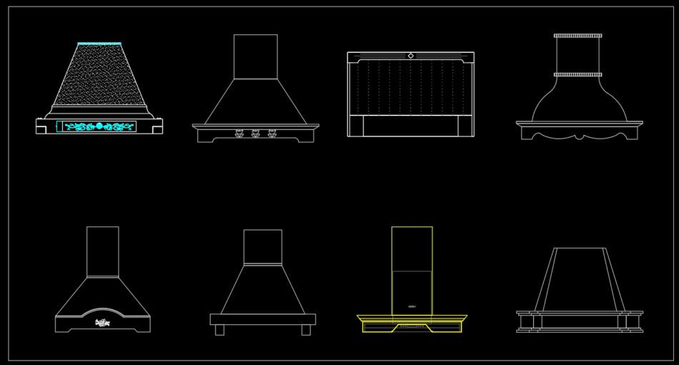 19.Kitchen Hood AutoCAD blocks free download Free download Cad Blocks