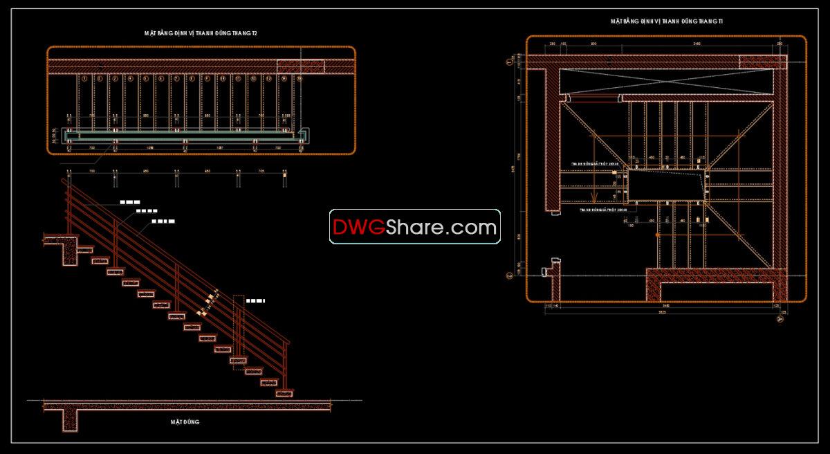 20.Details handrail stairs, handrails autocad free download