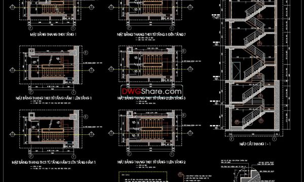 21.Details handrail stairs, handrails autocad free download