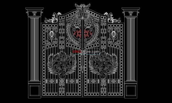 48.Gate design AutoCAD blocks free download