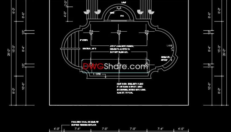 14.Swimming pool plan elevation AutoCAD blocks free download