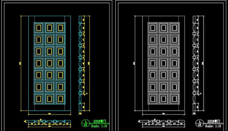 158.Autocad Wooden Door free download