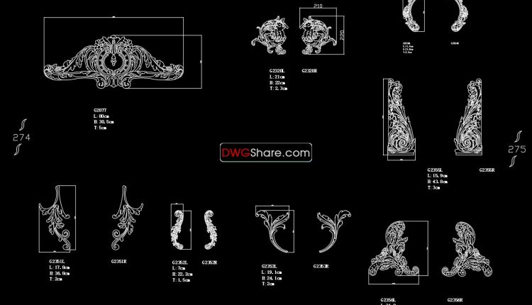 47.Neoclassical Style Decor CAD Design Elements