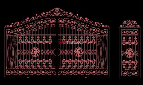 52.Gate design AutoCAD blocks free download