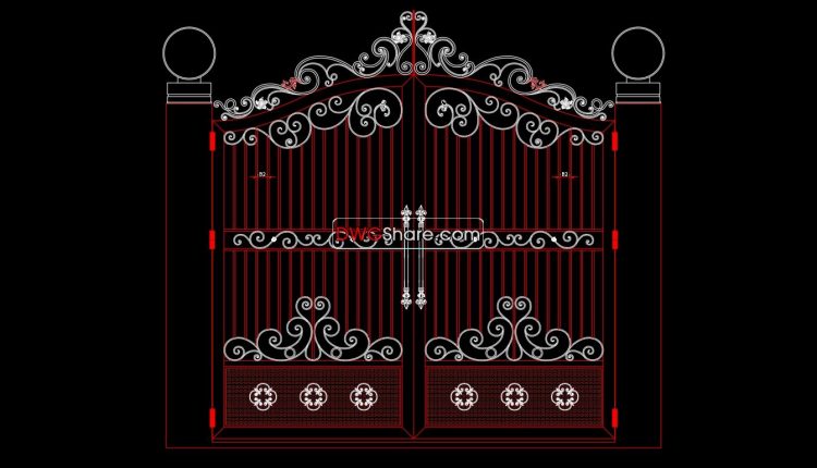 55.Gate design AutoCAD blocks free download