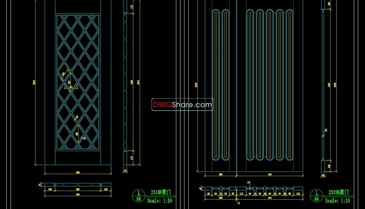 168. Autocad Wooden Door free download