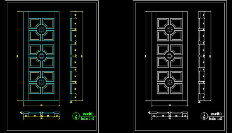 171. Autocad Wooden Door free download