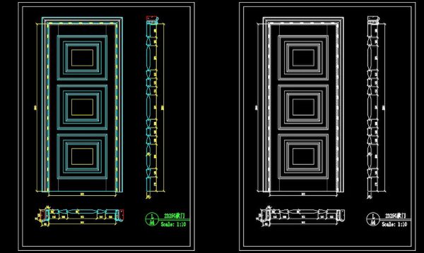 172. Autocad Wooden Door free download