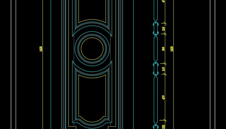 173. Autocad Wooden Door free download