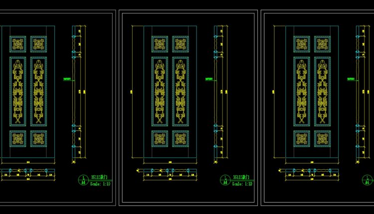 183. Autocad Wooden Door free download