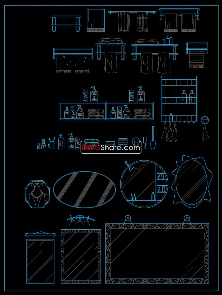 22.Bathroom accessories AutoCAD blocks free download