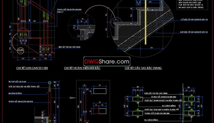 24.Details handrail stairs, handrails autocad free download