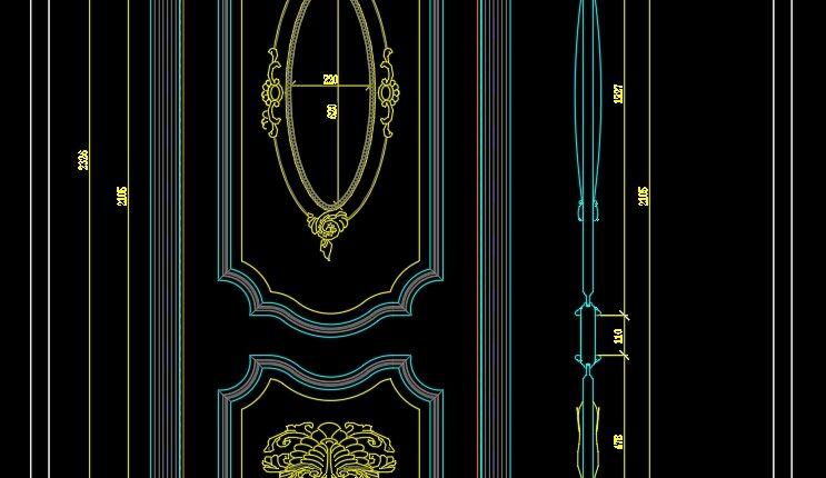 190. Autocad Wooden Door free download