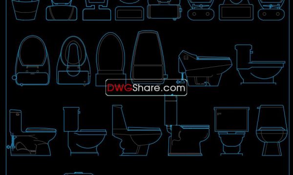 24.Toilet bowls free AutoCAD drawing download