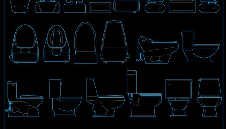 24.Toilet bowls free AutoCAD drawing download
