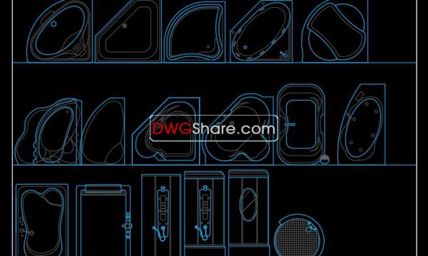25.Bathtub free AutoCAD drawing download