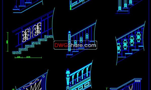 30.Details handrail stairs autocad free download