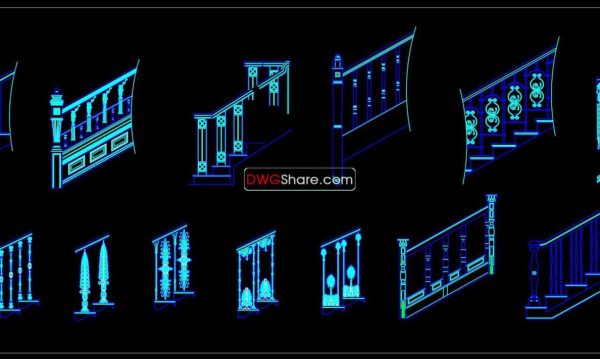 31.Details handrail stairs autocad free download