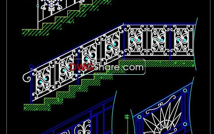 33.Details handrail stairs autocad free download