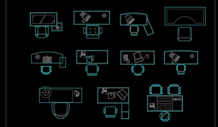 6.Office furniture plan view AutoCAD blocks free download