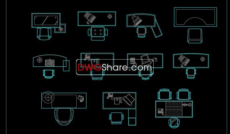 6.Office furniture plan view AutoCAD blocks free download