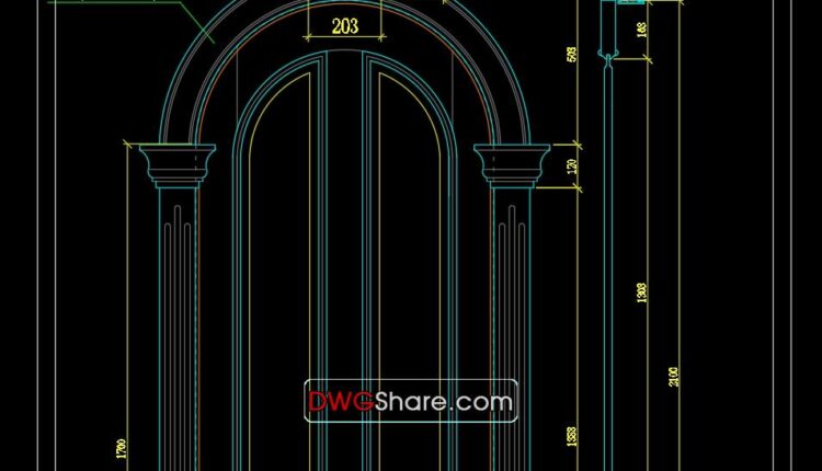 209. Autocad Wooden Door free download