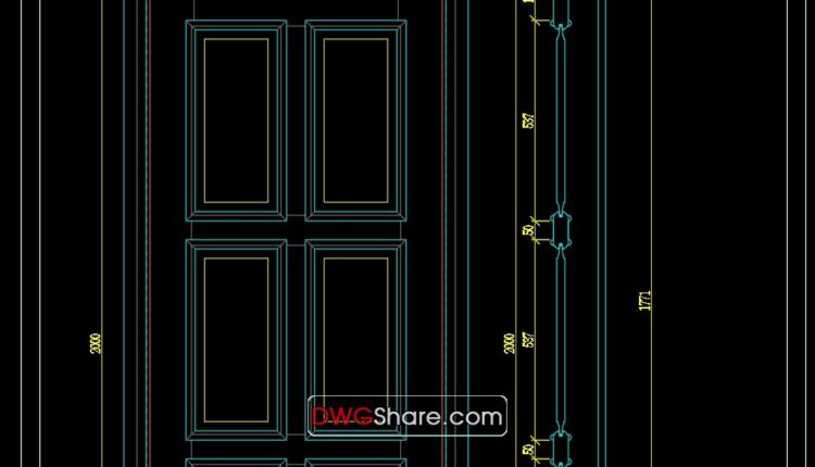 212. Autocad Wooden Door free download