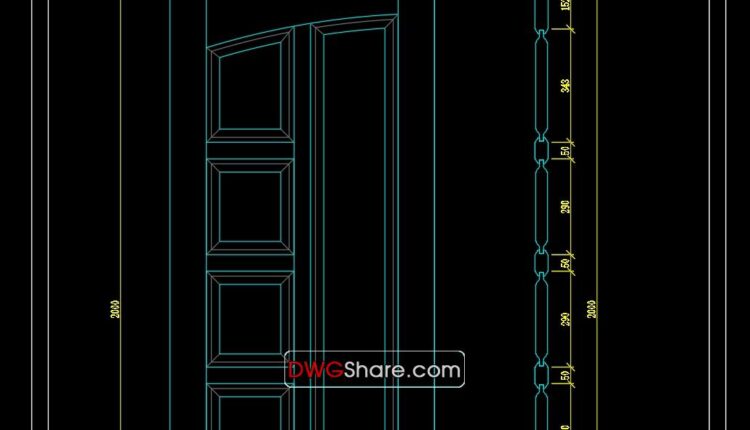 214. Autocad Wooden Door free download