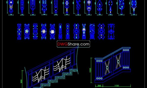 34.Details handrail stairs autocad free download