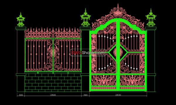 67.Gate design AutoCAD blocks free download