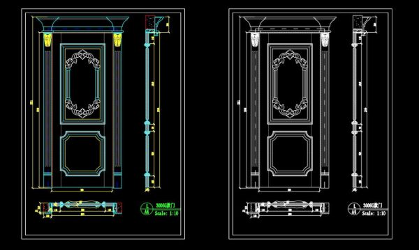 224. Autocad Wooden Door free download