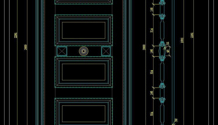 232. Autocad Wooden Door free download
