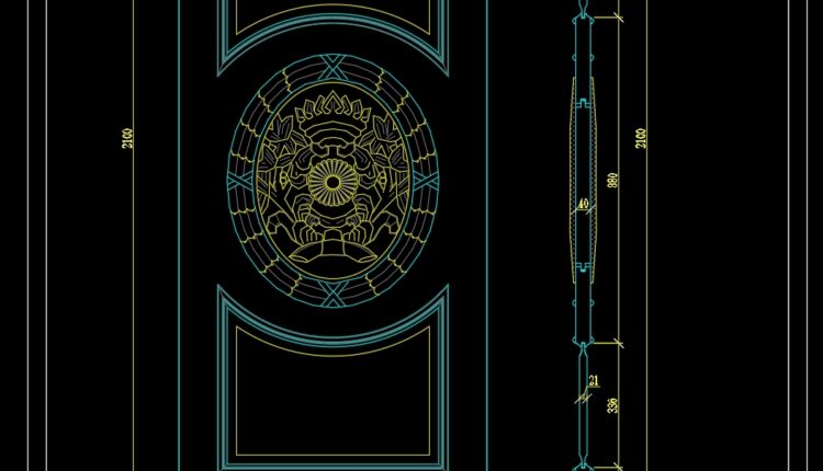240. Autocad Wooden Door free download