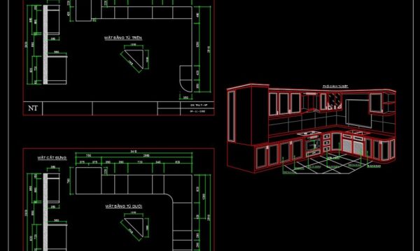 28.Traditional kitchen cupboard, kitchen cabinets autocad drawing