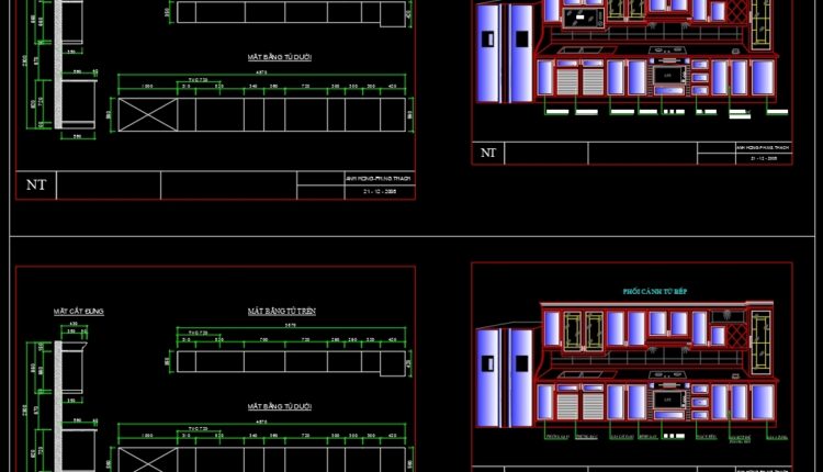 31.Traditional kitchen cupboard, kitchen cabinets autocad drawing