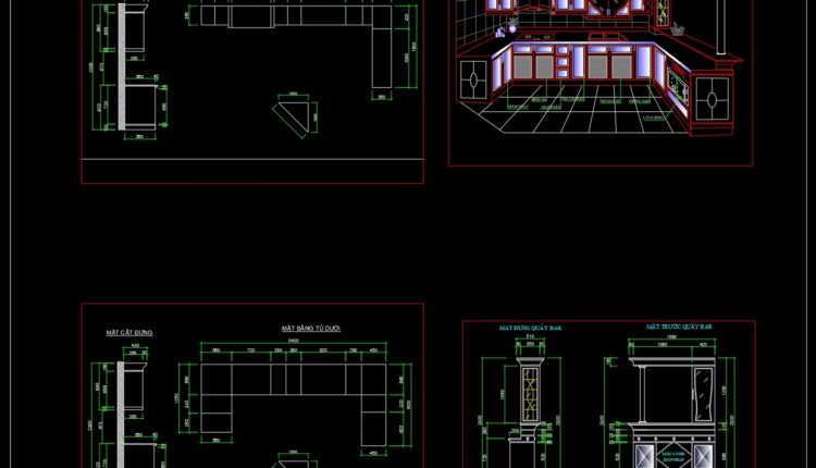 34.Traditional kitchen cupboard, kitchen cabinets autocad drawing