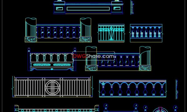 38.Details handrail stairs autocad free download