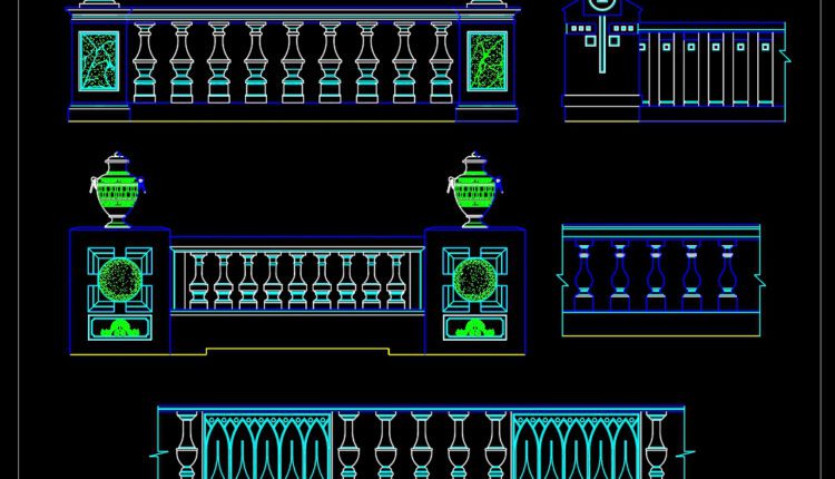 39.Details handrail stairs autocad free download