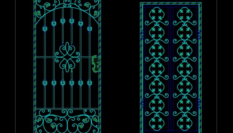 68.Gate design AutoCAD blocks free download