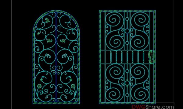 69.Gate design AutoCAD blocks free download