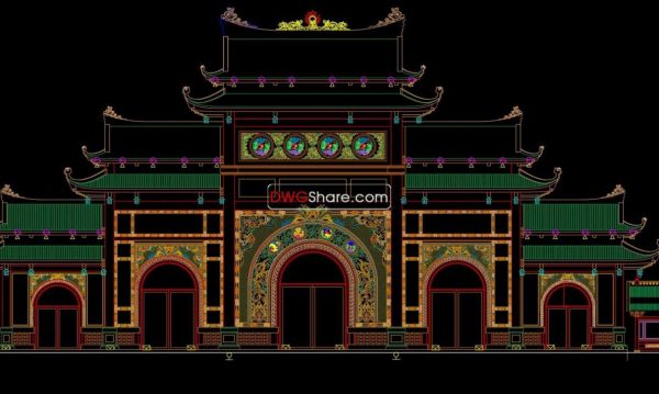 City gate, fence wall AutoCAD File Free Download