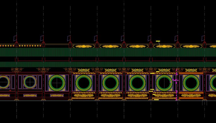 City gate, fence wall AutoCAD File Free Download (3)