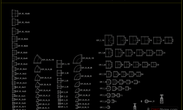 12.Galvanized Pipe Fittings Autocad Drawing Free Download
