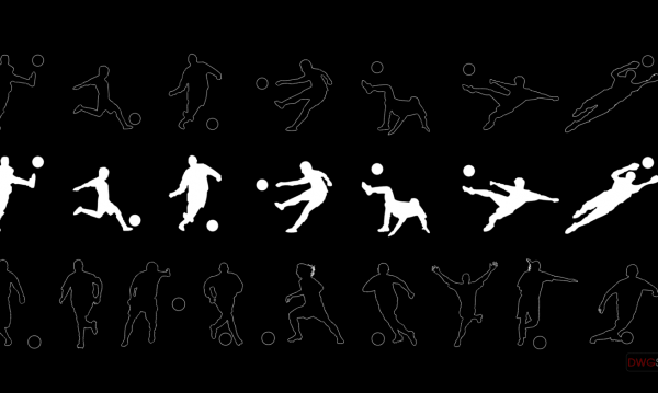 14.Soccer People CAD Blocks